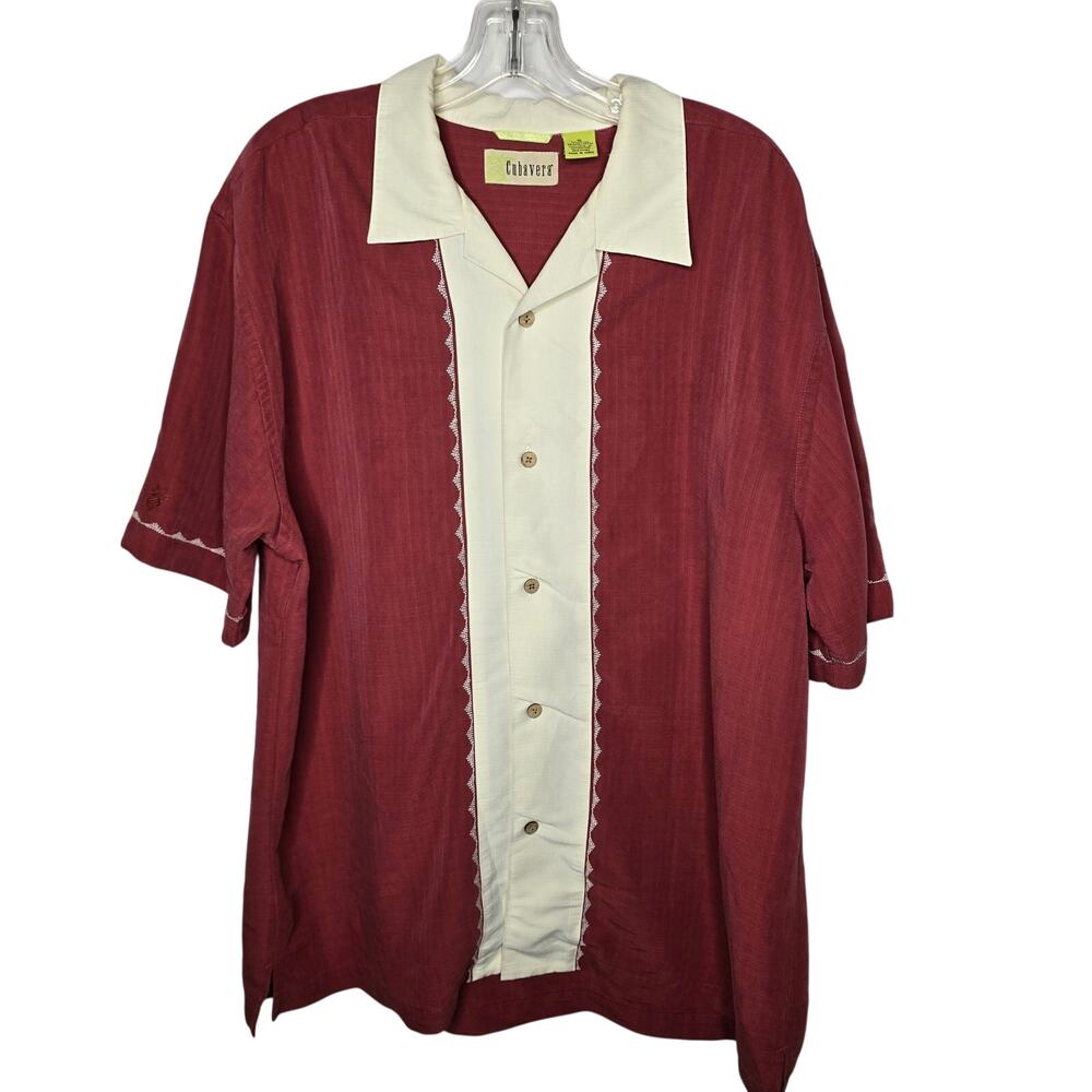 Cubavera Retro Panel Short Sleeve Camp Collar Shirt Size XL